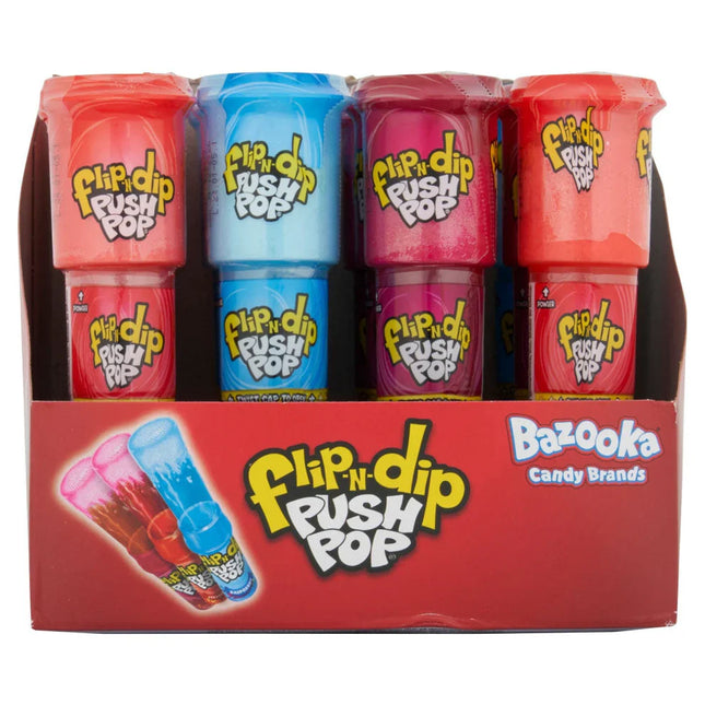 Bazooka Push Pops Flip and Dip 12 x 25g