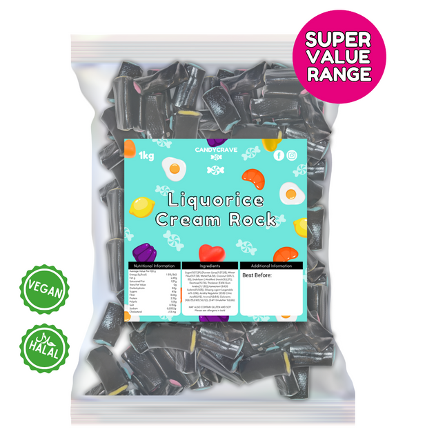 1kg Candycrave Super Value Liquorice Cream Rock