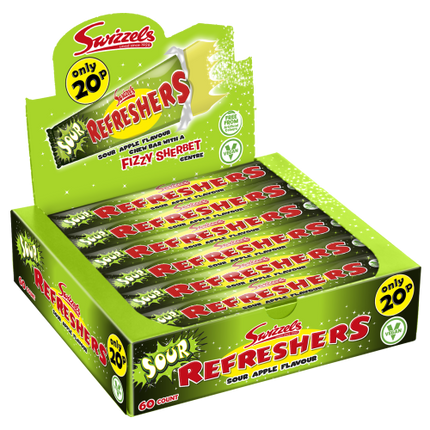 Swizzels Refreshers Sour Apple Bar 20p PMP 60 x 18g