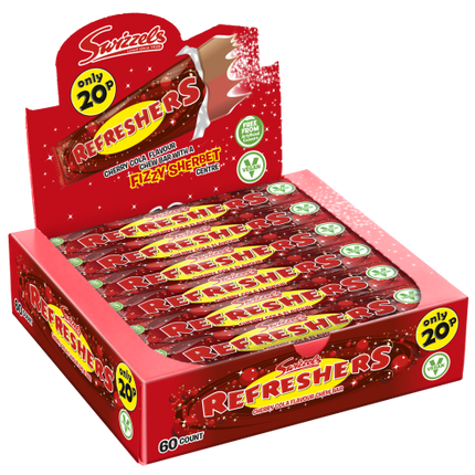 Swizzels Refreshers Cherry Cola Chew Bars 20p PMP 60 x 18g