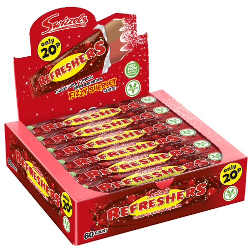 Swizzels Refreshers Cherry Cola Chew Bars 20p PMP 60 x 18g