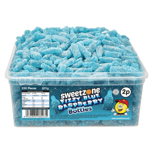 Sweetzone 2p Fizzy Blue Raspberry Bottles Tub 805g
