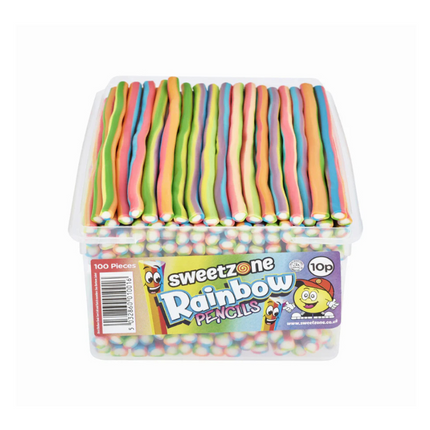 Sweetzone Halal Rainbow Pencils Tub 100X10P