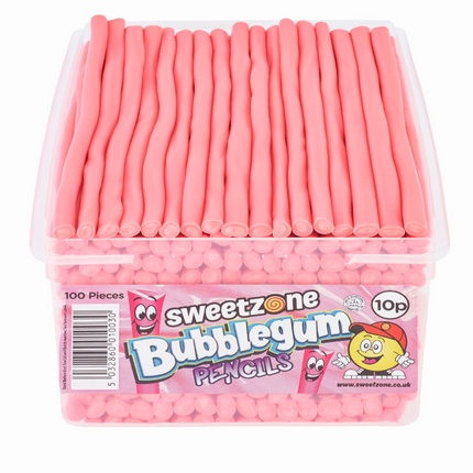 Sweetzone Bubblegum Halal Pencil Sweets in Sweet Tub