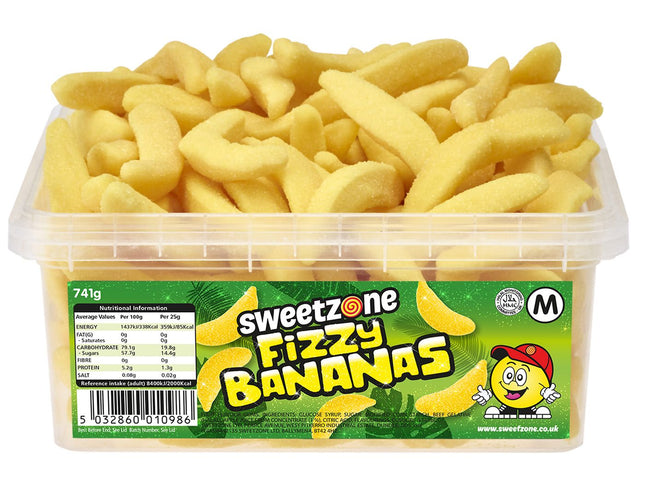 Sweetzone Fizzy Bananas Halal Sweets in Sweet Tub