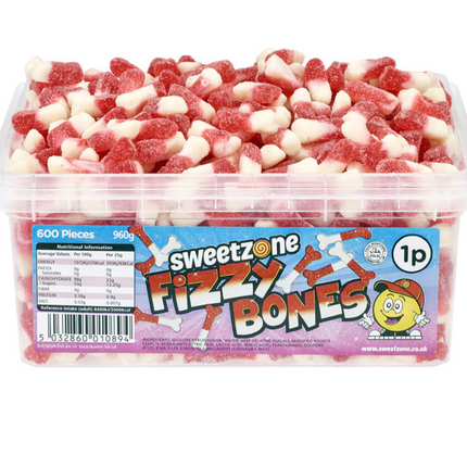 Sweetzone Fizzy Bones Halal Sweets in Sweet Tub