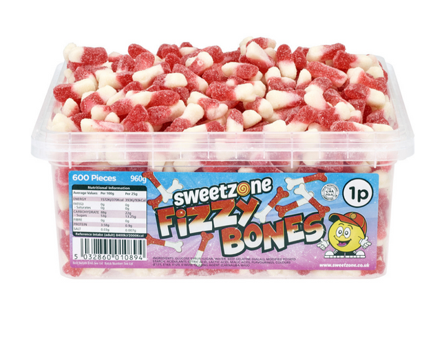 Sweetzone Fizzy Bones Halal Sweets in Sweet Tub